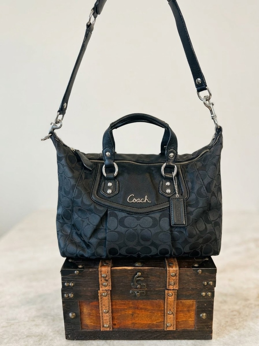 Coach Black Signature Shoulder Satchel